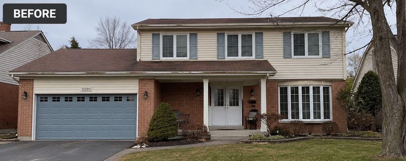 Exterior house painting before — faded beige siding in the GTA